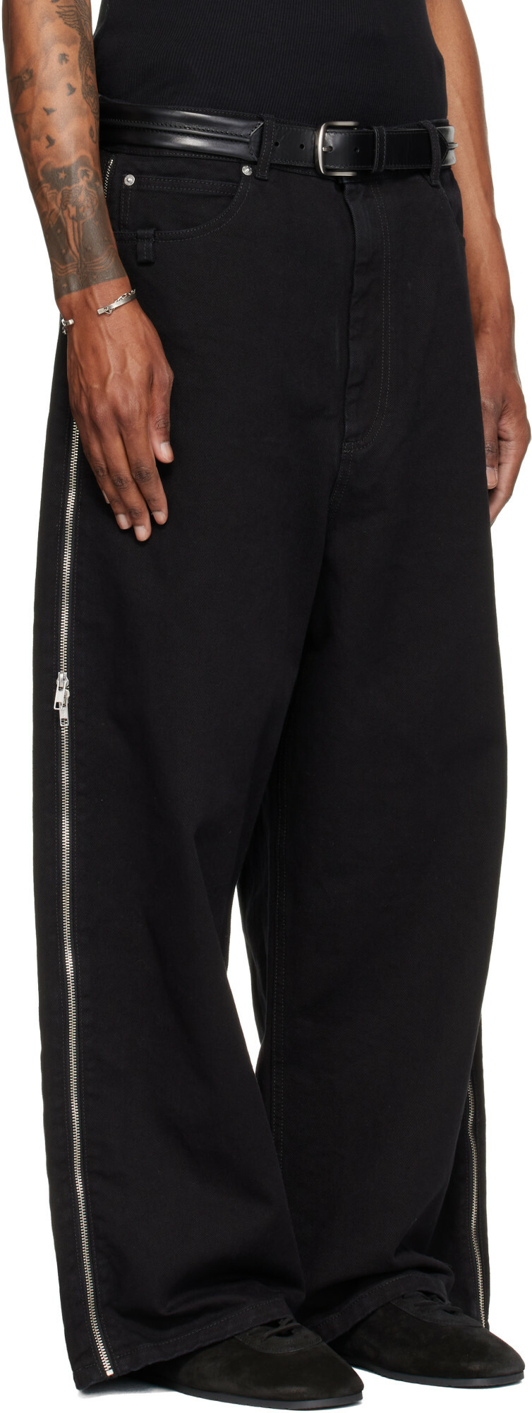 LU'U DAN Black Side Zip Jeans