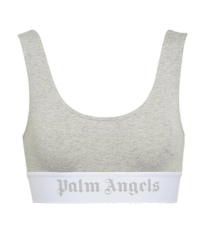 Photo: Palm Angels Logo cotton-blend jersey bra top