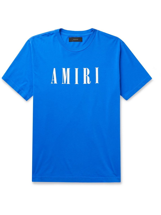 Photo: AMIRI - Logo-Print Supima Cotton-Jersey T-Shirt - Blue