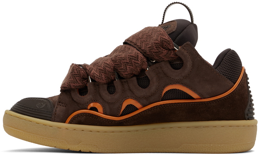 【関税込み】Lanvin SSENSE限定 ブラウン Curb レザースニーカー Lanvin SSENSE Exclusive Brown & Orange Curb Sneakers Lanvin