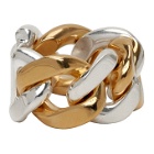 Bottega Veneta Silver and Gold Chain Ring
