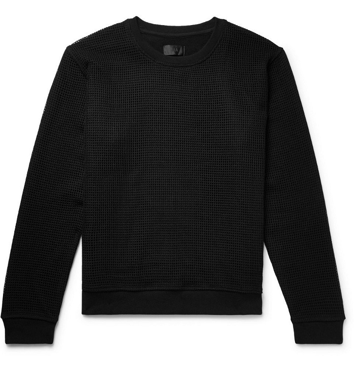 Photo: RtA - Mesh and Loopback Cotton-Jersey Sweatshirt - Black