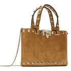 Valentino Garavani Tan Rockstud Mini Suede Shopping Tote