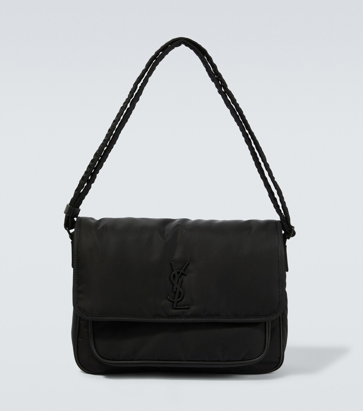 Saint Laurent Rivington Pouch In Black Nylon Canvas And Black Leather