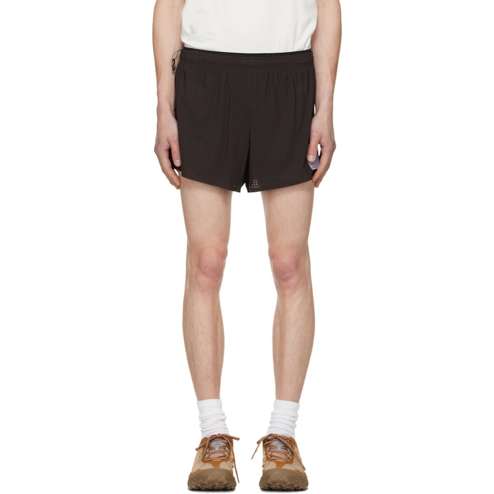 Photo: Satisfy Burgundy Space‑O 2.5 Shorts