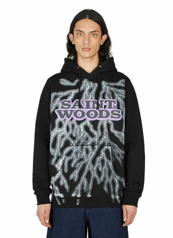 Photo: Saintwoods - Lightning Hooded Sweatshirt in Black