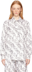 Burberry White Mythical Alphabet Silk Logo Shirt