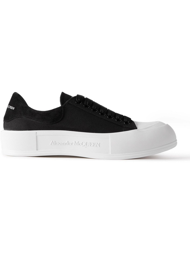 Photo: Alexander McQueen - Exaggerated-Sole Suede-Trimmed Canvas Sneakers - Black