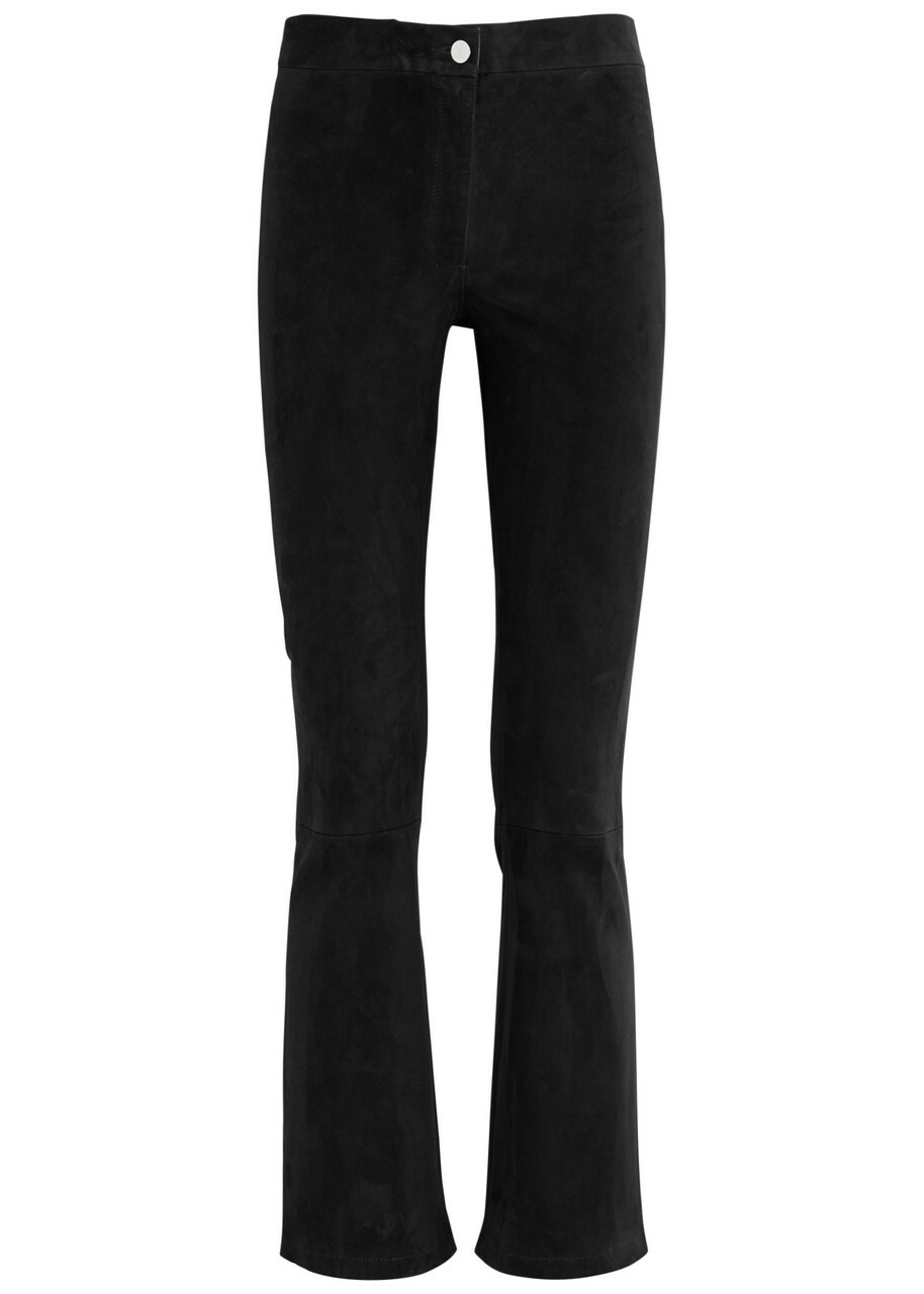 Arma Lively Cropped Flared Suede Trousers Black
