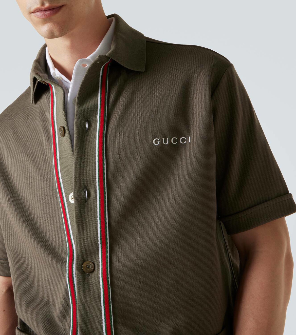 Gucci Logo Web Stripe cotton piqué polo shirt