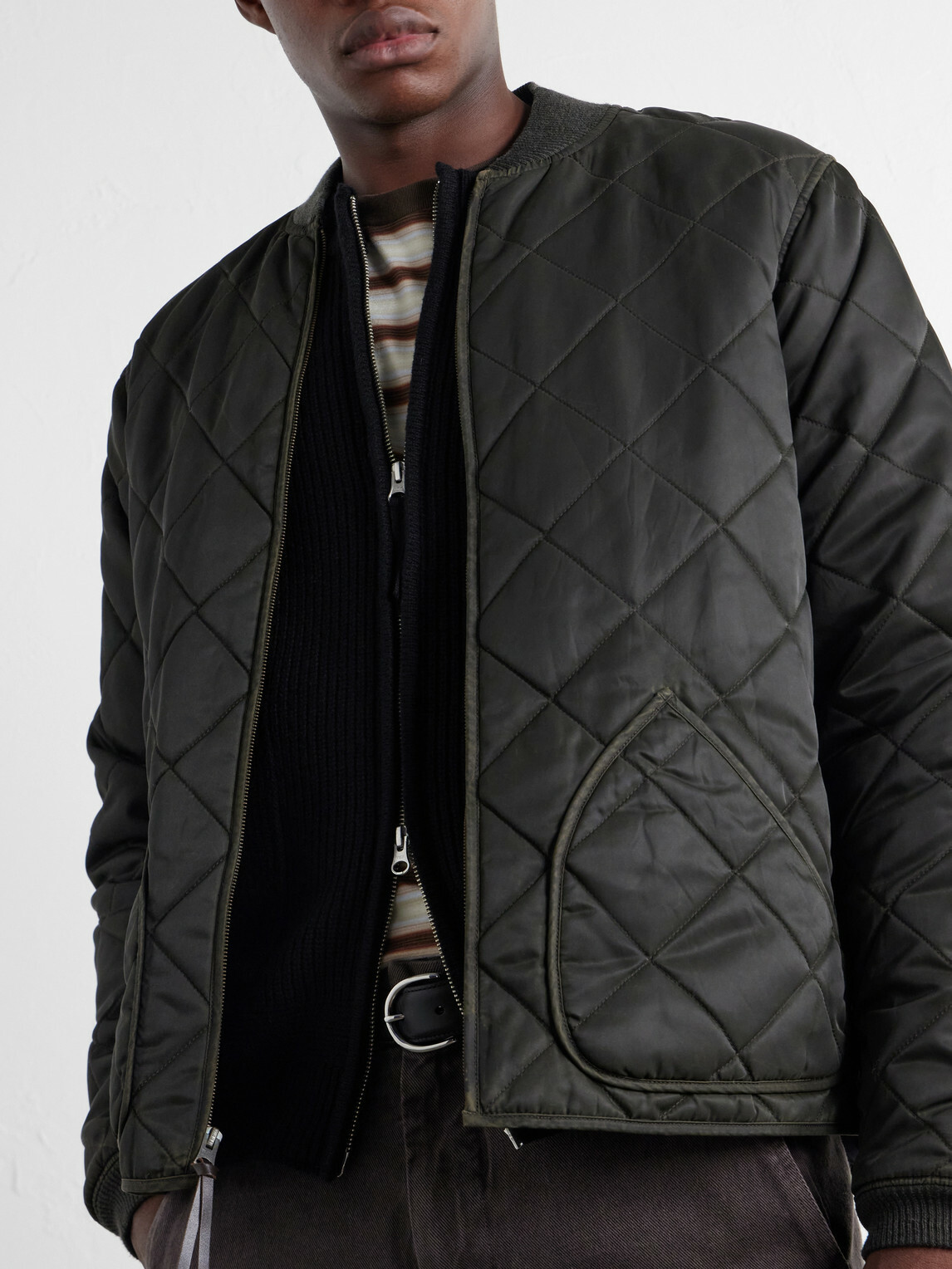 FrizmWORKS - Ribbed Wool-Blend Zip-Up Sweater - Black