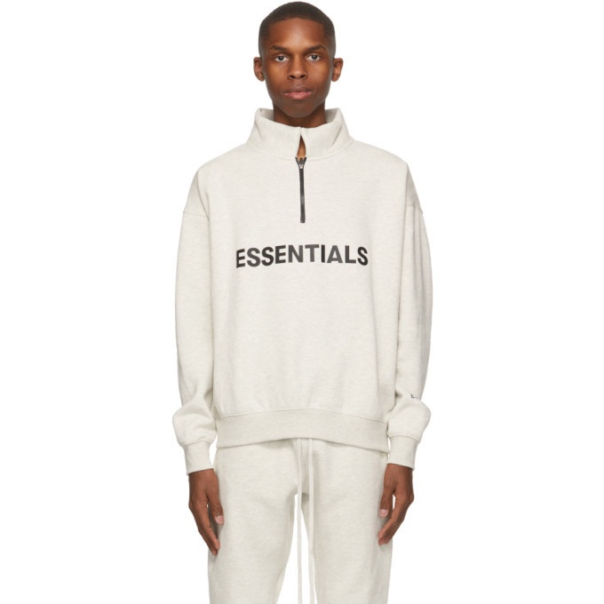 Essentials Grey Mock Neck Half-Zip Sweatshirt Essentials