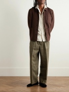 BODE - Morris Pleated Straight-Leg Houndstooth Wool Trousers - Brown