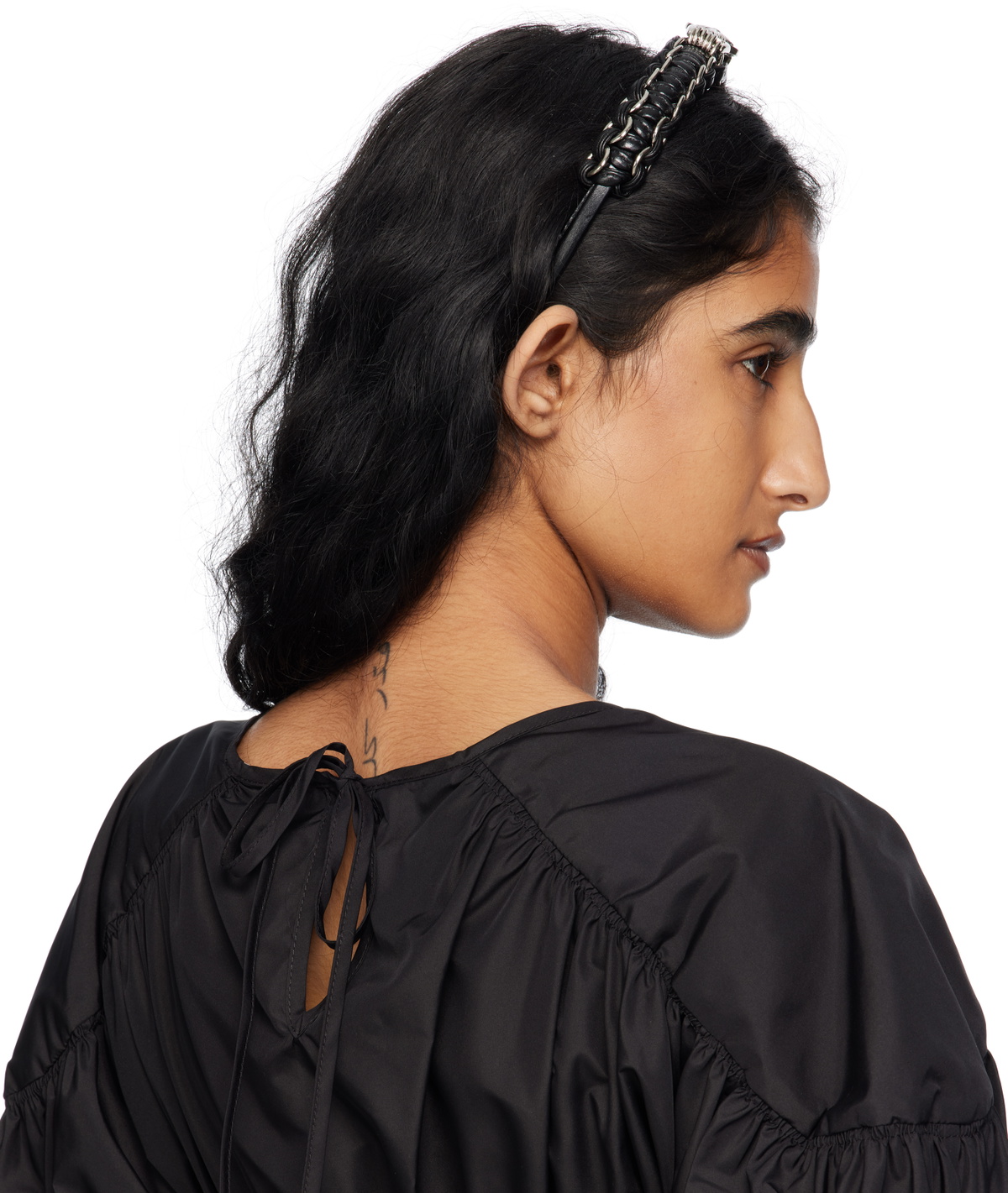 Toga Pulla Black Leather Braid Headband