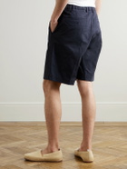NN07 - Kay 1420 Straight-Leg Pleated Stretch Organic Cotton Shorts - Blue