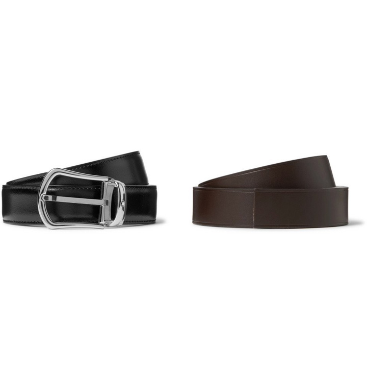 Photo: Montblanc - Set of Two 3cm Black and Dark-Brown Leather Belts - Black