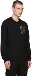 Alexander McQueen Black Wool Skull Crewneck Sweater