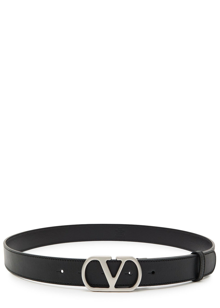 Valentino Garavani Vlogo Leather Belt Black