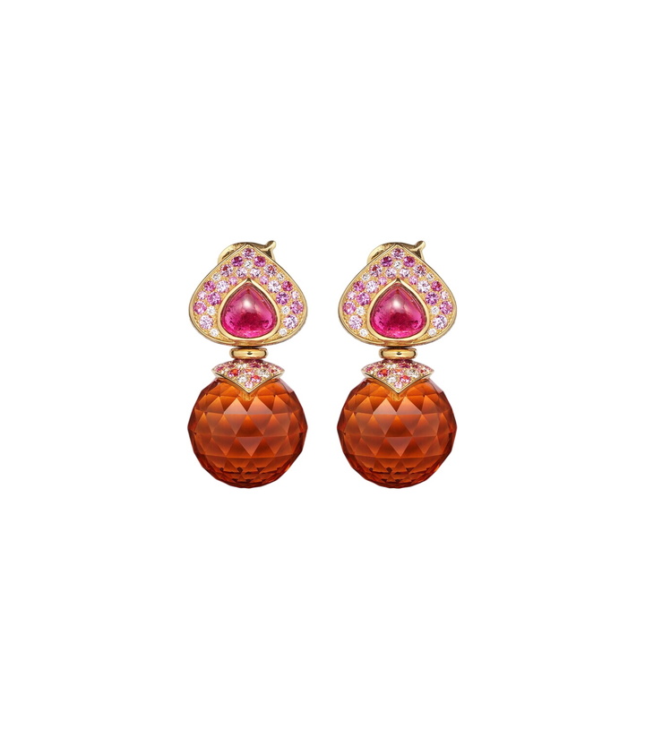 Photo: Marina B Acilla 18kt gold drop earrings with gemstones