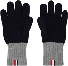 Thom Browne Navy Touchscreen Gloves