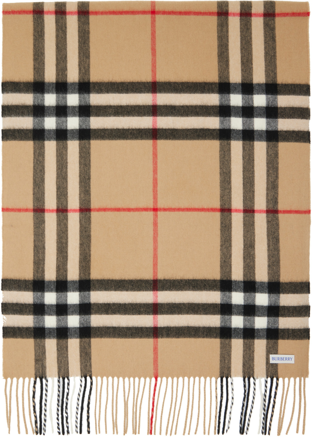 Burberry Beige Wide Check Cashmere Scarf