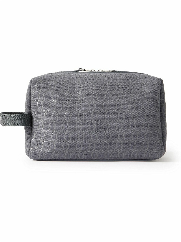 Photo: Christian Louboutin - Zip n Flap Leather-Trimmed Logo-Jacquard Canvas Pouch