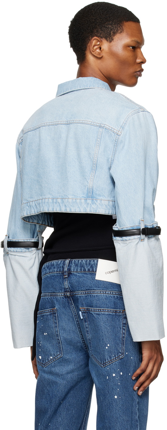 Coperni Blue Cropped Hybrid Denim Jacket