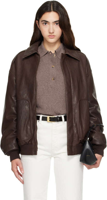 Photo: Calvin Klein Collection Brown Leather Bomber Jacket