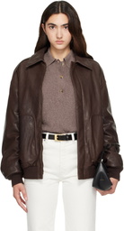 Calvin Klein Collection Brown Leather Bomber Jacket