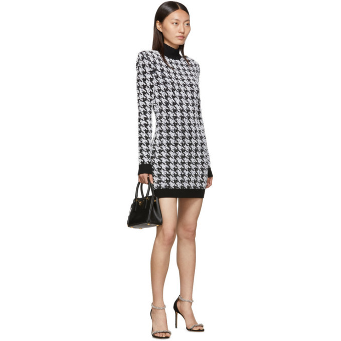 Balmain black and discount white long sleeve dress