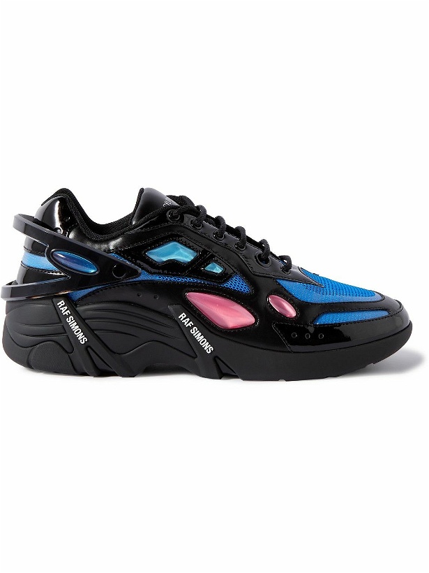 Photo: Raf Simons - Cylon-21 Rubber-Trimmed Leather and Mesh Sneakers - Black