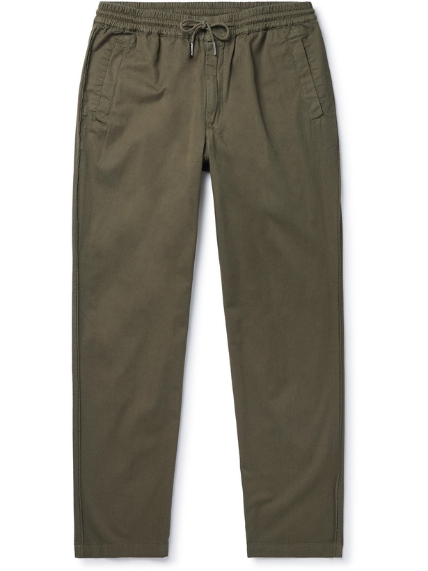 Photo: FOLK - Tapered Cotton-Twill Drawstring Trousers - Green