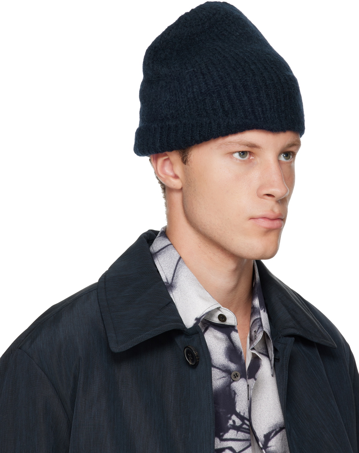 Dries Van Noten Navy Alpaca Blend Beanie