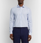 Etro - Light-Blue Slim-Fit Cutaway-Collar Striped Cotton-Poplin Shirt - Blue