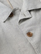 Hartford - Jamison Striped Cotton and Linen-Blend Overshirt - Blue