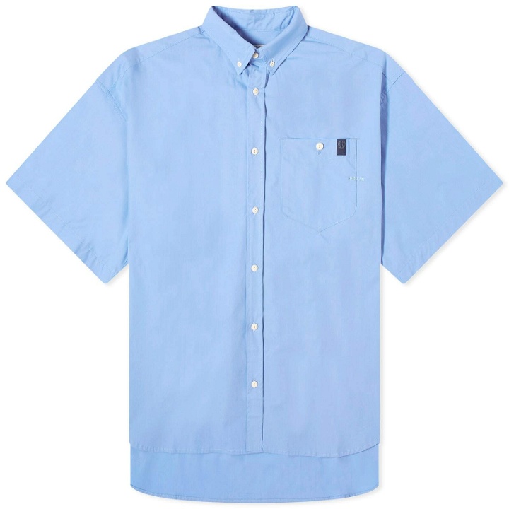 Photo: Anglan Men's Elementary Pocket Big Shirt in Sax Blue