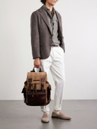 Brunello Cucinelli - Leather-Trimmed Herringbone Canvas Backpack