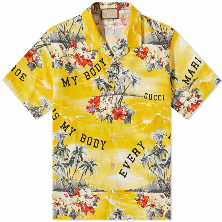 Photo: Gucci Men's Hawaiian Vacation Shirt in Yellow