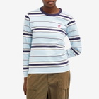 A Bathing Ape Women's One Point Stripe Long Sleeve T-Shirt in Sax
