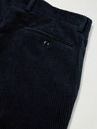 Rubinacci - Modluca Straight-Leg Pleated Cotton-Corduroy Trousers - Blue