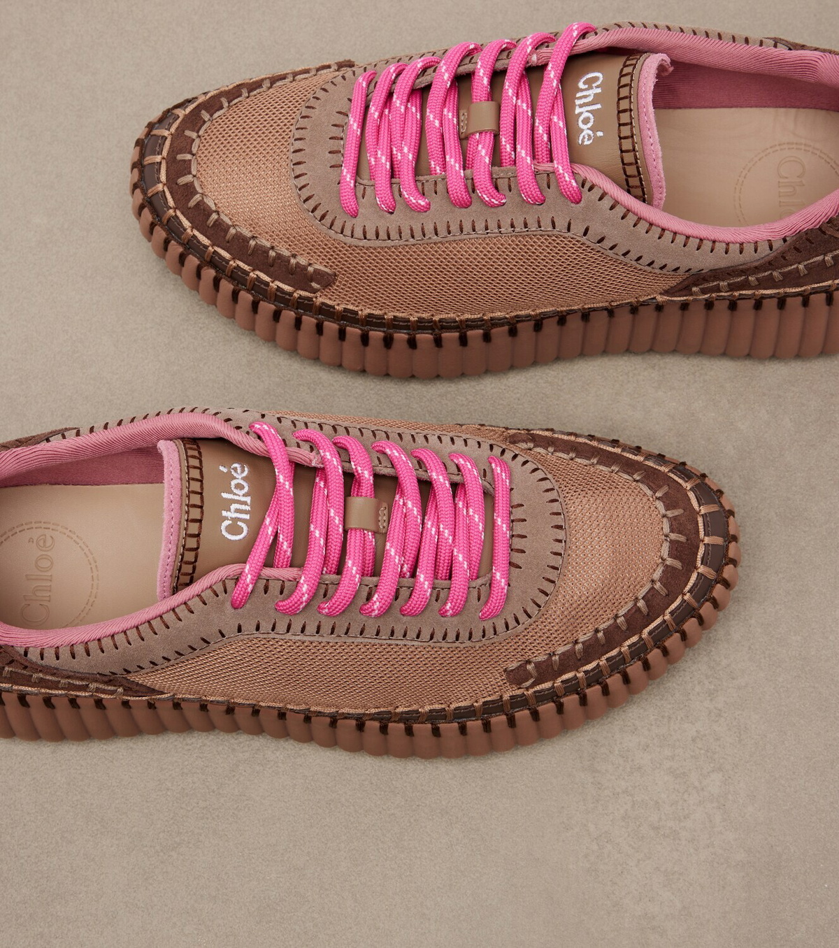 Chloé Nama leather-trimmed platform sneakers