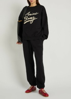 Anine Bing Karter Logo-embroidered Cotton Sweatpants Black