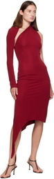 Courrèges Burgundy One Shoulder Crepe Jersey Midi Dress