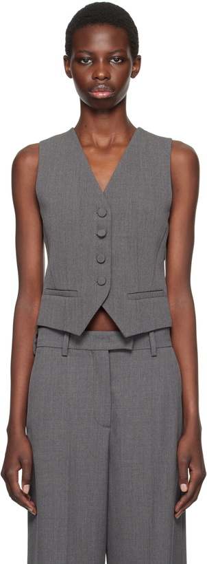 Photo: Valentino Gray Wool Gabardine Vest
