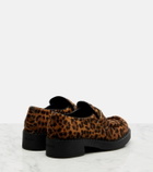Prada Leopard-print calf hair penny loafers