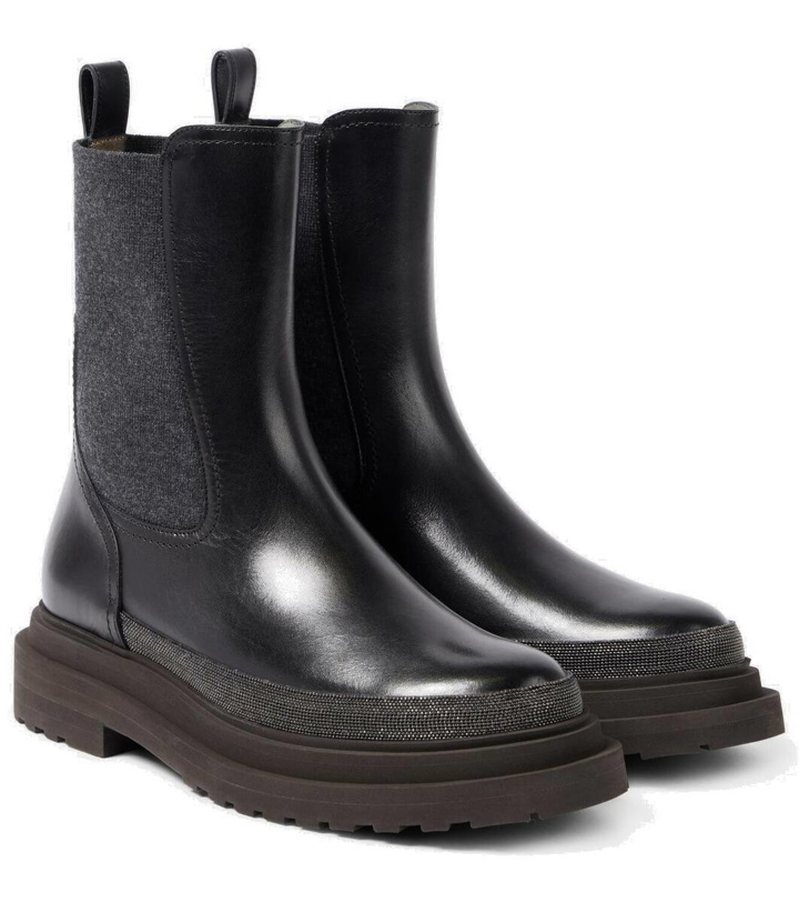 Photo: Brunello Cucinelli Leather Chelsea boots