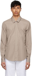 Ermenegildo Zegna Couture Taupe Poplin Shirt