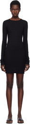 ÉTERNE Black Long Sleeve Crewneck Minidress
