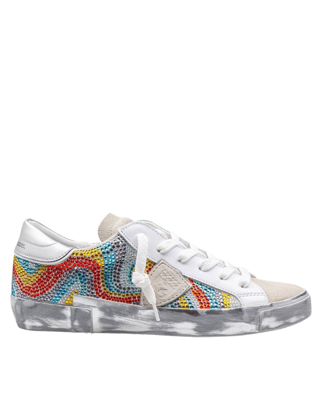 Photo: Philippe Model Prsx Low Sneakers In Leather And Suede With Micro Crystals
