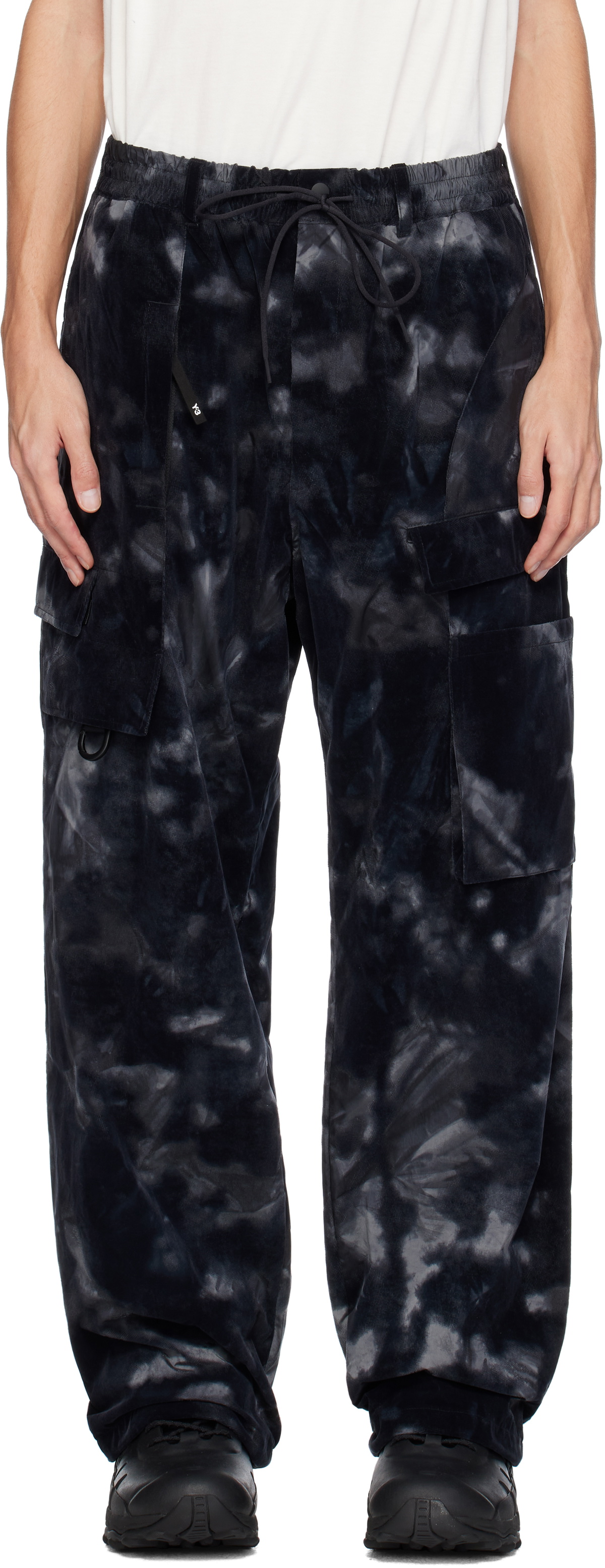 Y-3 Black Allover Print Nylon Shell Cargo Pants Y-3